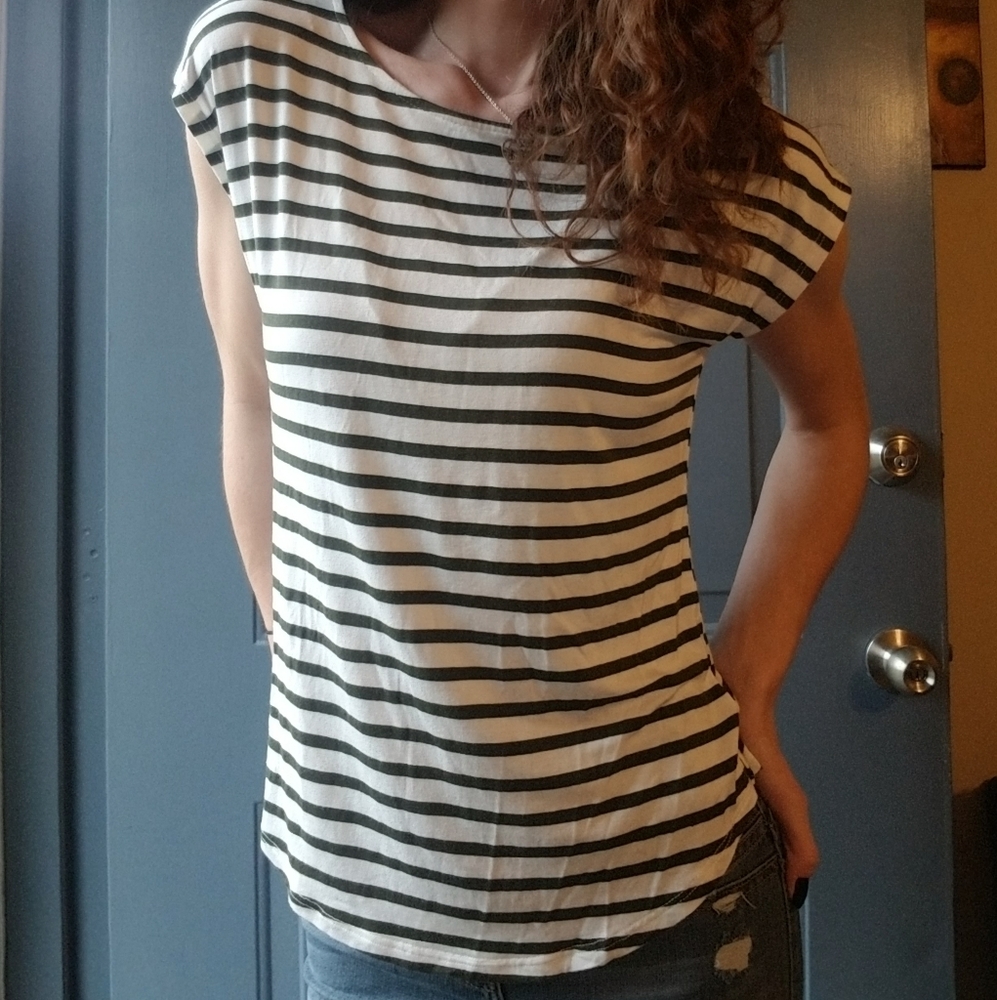 Green envelope striped top